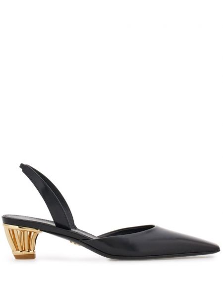 Ниски обувки с ток с отворена пета Ferragamo черно