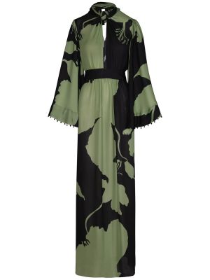 Hedvábné šaty s výšivkou Johanna Ortiz zelené