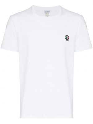 Памучна риза бродирана Dolce & Gabbana бяло