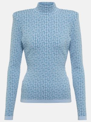 Sweter wełniany Balmain niebieski