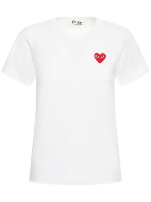 Βαμβακερή μπλούζα με κέντημα Comme Des Garçons Play λευκό