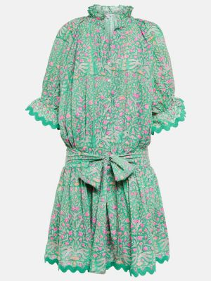 Květinové bavlněné mini šaty Juliet Dunn - zelená
