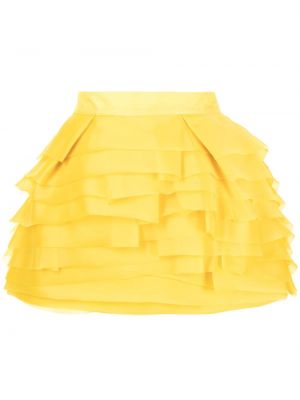 Hedvábné sukně na zip s volány Isabel Sanchis - žlutá