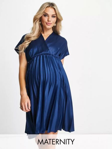 Плиссированное платье мини Closet London синее