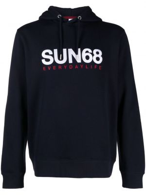 Kokvilnas kapučdžemperis ar izšuvumiem Sun 68 zils