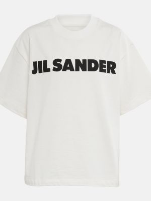 Βαμβακερή μπλούζα από ζέρσεϋ Jil Sander λευκό