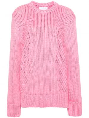 Sweter z okrągłym dekoltem chunky Marine Serre różowy