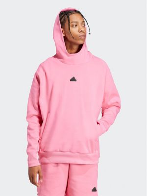 Relaxed fit džemperis su gobtuvu Adidas rožinė