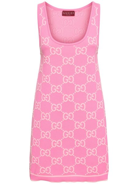 Bavlněné šaty Gucci růžové