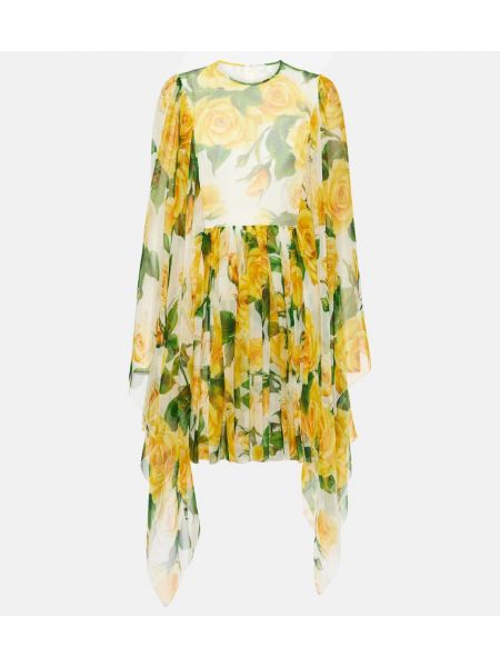 Jedwabna sukienka szyfonowa w kwiatki Dolce&gabbana