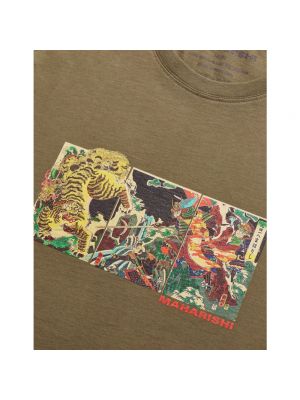 Koszulka w tygrysie prążki Maharishi zielona