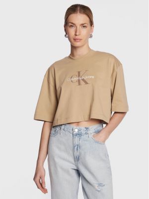 Relaxed топ Calvin Klein Jeans бежово