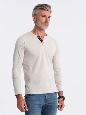Tričko s dlouhým rukávem s knoflíky Ombre Clothing šedé