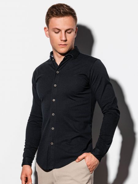 Košile s dlouhými rukávy Ombre Clothing černá