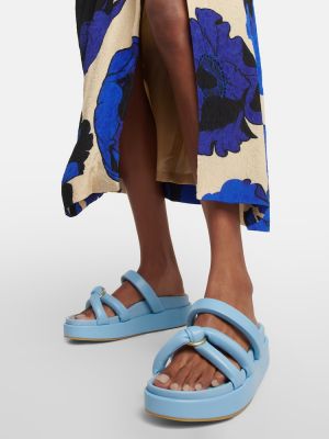 Sandali di pelle con platform Dries Van Noten blu