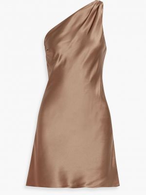 Атласное платье мини с драпировкой Cami Nyc коричневое