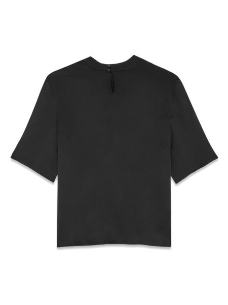 Hedvábné tričko Saint Laurent černé