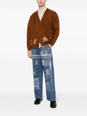 Straight jeans mit stickerei Kidsuper blau