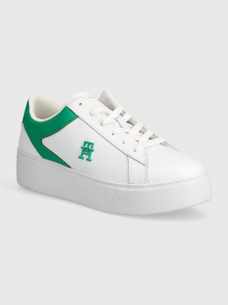 Sneakersy skórzane na platformie Tommy Hilfiger białe