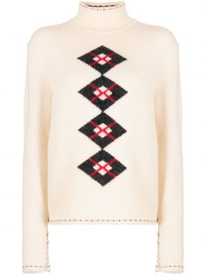 Sweter z wzorem argyle Chanel Pre-owned biały