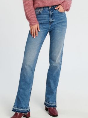 Straight fit džíny s vysokým pasem Sinsay modré