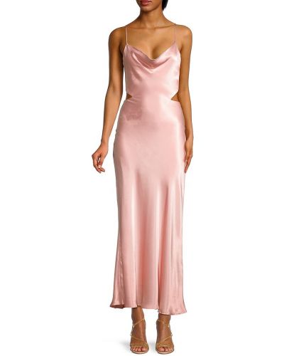 Сатиновое платье с завязками Bardot, розовое