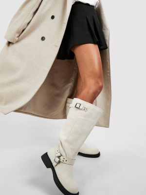 Ботинки с квадратным носком с пряжкой Boohoo бежевые