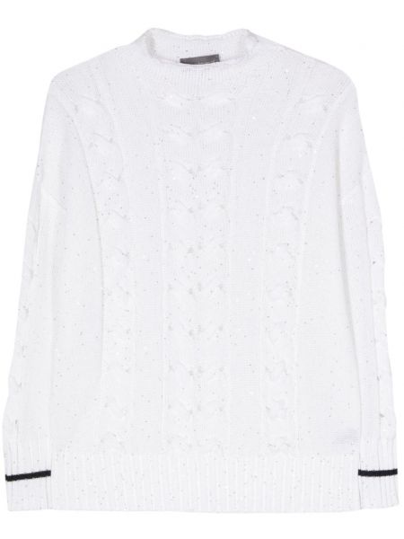 Пуловер с пайети Lorena Antoniazzi бяло