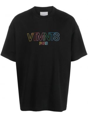 Памучна тениска с принт Vtmnts черно