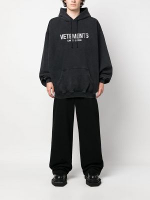 Bluza z kapturem bawełniana z nadrukiem Vetements czarna