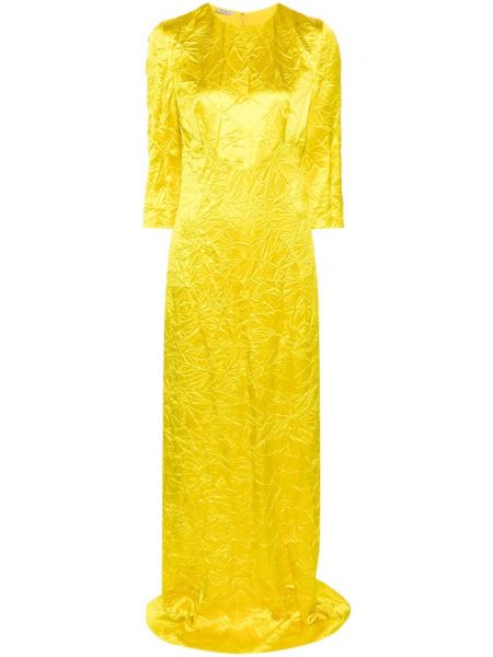 Σατέν φόρεμα Miu Miu Pre-owned κίτρινο