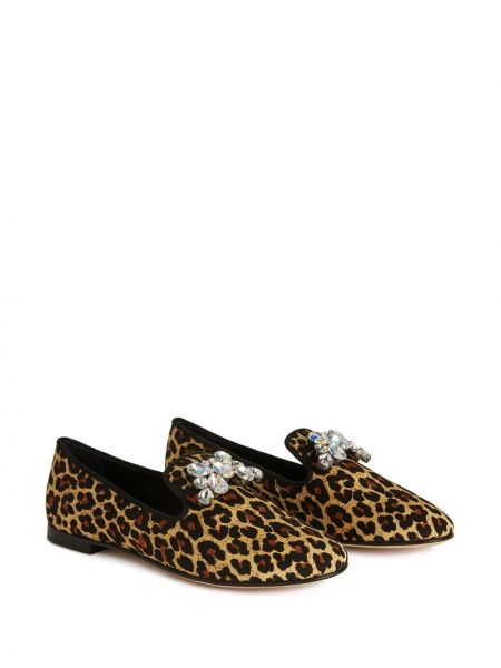 Leopardí loafers s potiskem Giuseppe Zanotti hnědé
