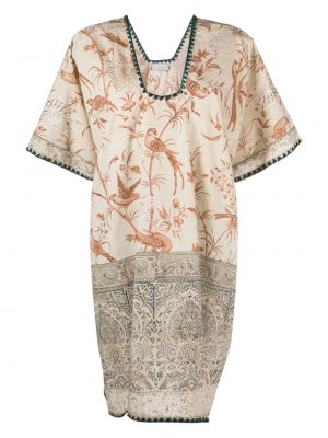 Kleid mit stickerei mit print Pierre-louis Mascia beige