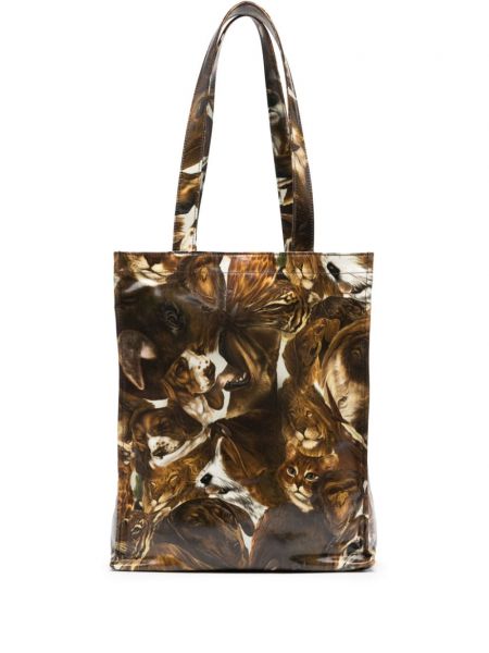 Τσάντα shopper με σχέδιο Acne Studios καφέ