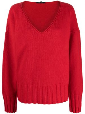 Sweter wełniany z dekoltem w serek Made In Tomboy czerwony