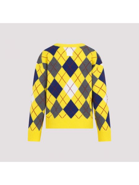 Sweter z wzorem argyle Loewe żółty