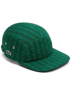 Bombažna kapa s šiltom s potiskom Lacoste zelena