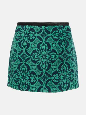 Mini falda de algodón de tejido jacquard Marine Serre verde