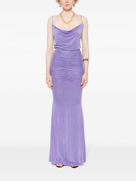 Drapiruotas vakarinė suknelė Elisabetta Franchi violetinė