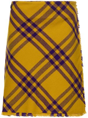 Spódnica midi w kratkę plisowana Burberry żółta