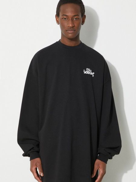 Oversized μακρυμάνικη βαμβακερή μακρυμάνικη μπλούζα 032c μαύρο