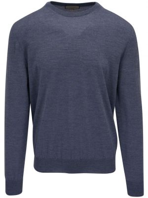 Вълнен пуловер от мерино вълна Canali синьо