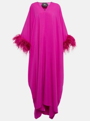 Robe longue à plumes en crêpe Taller Marmo rose
