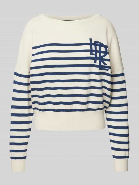Dzianinowy sweter z dekoltem w łódkę Lauren Ralph Lauren biały