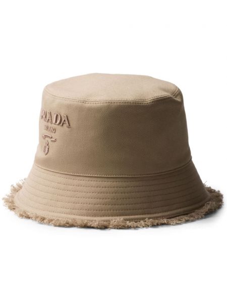 Kýblový klobouk s výšivkou Prada béžový