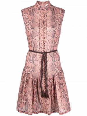Sukienka z nadrukiem w wężowy wzór Zimmermann różowa