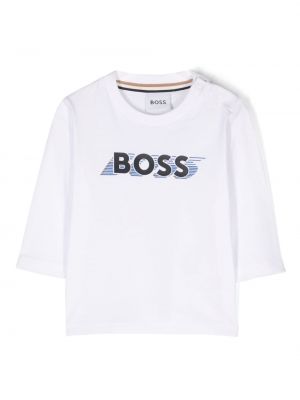 Top con stampa a maniche lunghe Boss Kidswear bianco