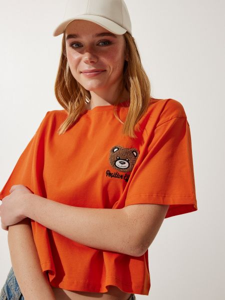 Плетена тениска Happiness İstanbul оранжево