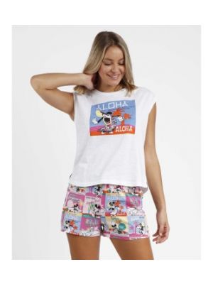 Pyjama sans manches en coton Disney blanc