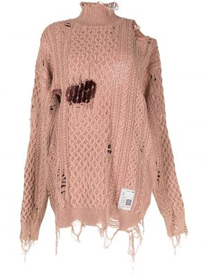 Obrabljen pulover Maison Mihara Yasuhiro roza